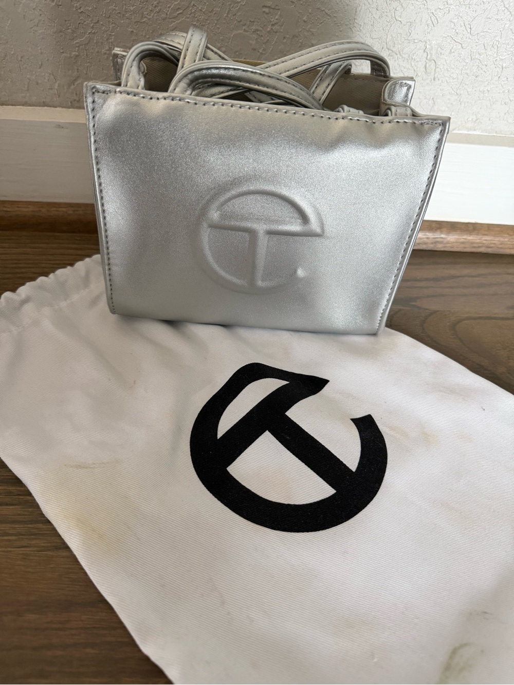Telfar Silver Mini Tote with Silver Hardware